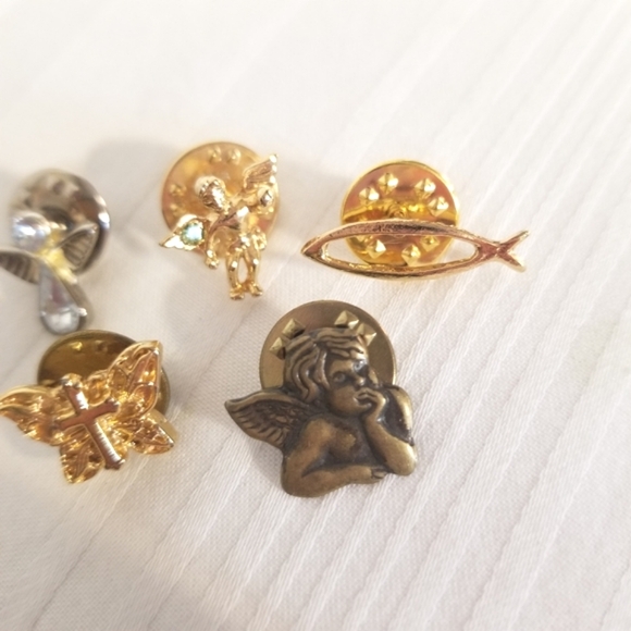 Angel Fish Cross Religious Lapel Pin Lot - Picture 2 of 5